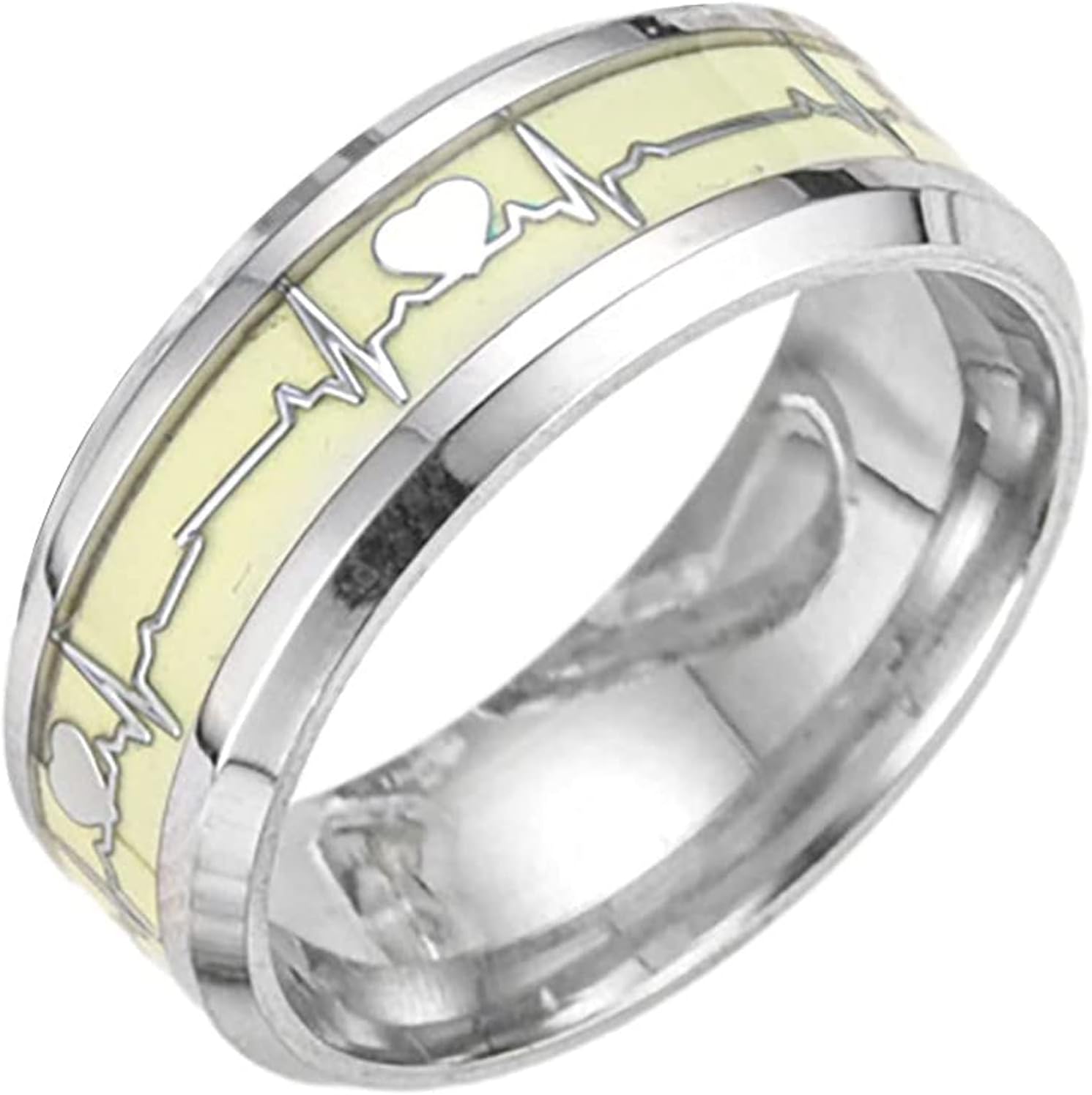 Luminous Ring Dark Glowing Heartbeat Ring Jewelry Promise Steel for Men Fashion Stainless Women Heartbeat Rings Cool Rin