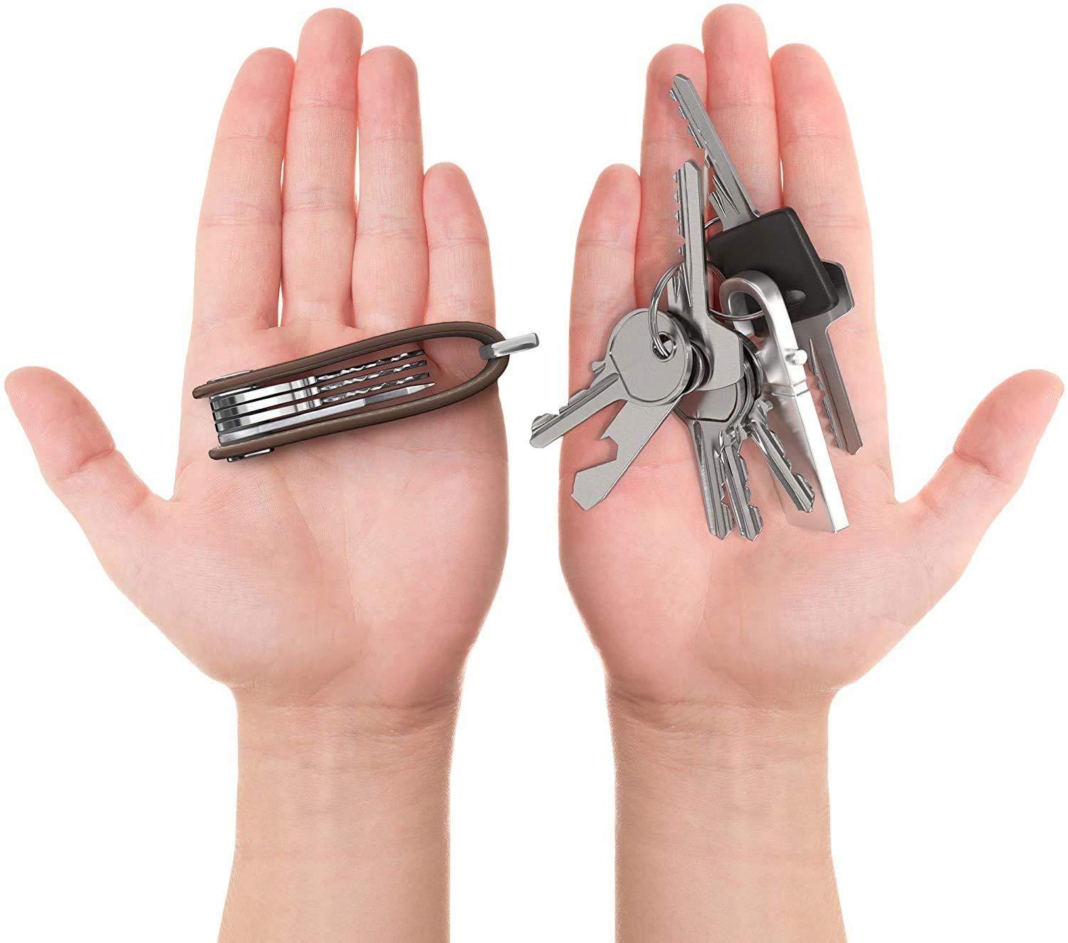 IKEYS Smart Key Organizer Keychain, Real Leather Key ring key Holder, Secure Locking Mechanism