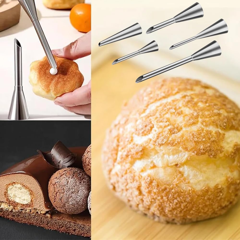 5 szt. dysza do nadzienia dysza do ciasta z kieszenią na ciasto i szczotkami do czyszczenia zestaw cukierniczych nadaje się do napełniania puff pączki