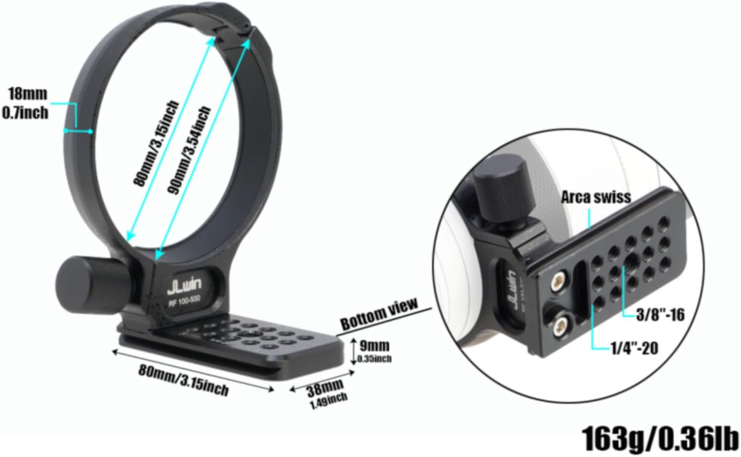 FOTGA Lens Tripod Collar Mount Ring Buit-in Arca Swiss Tripod Mount Base Plate Stand for Canon RF 100-500mm F4.5-7.1 L is USM Lens
