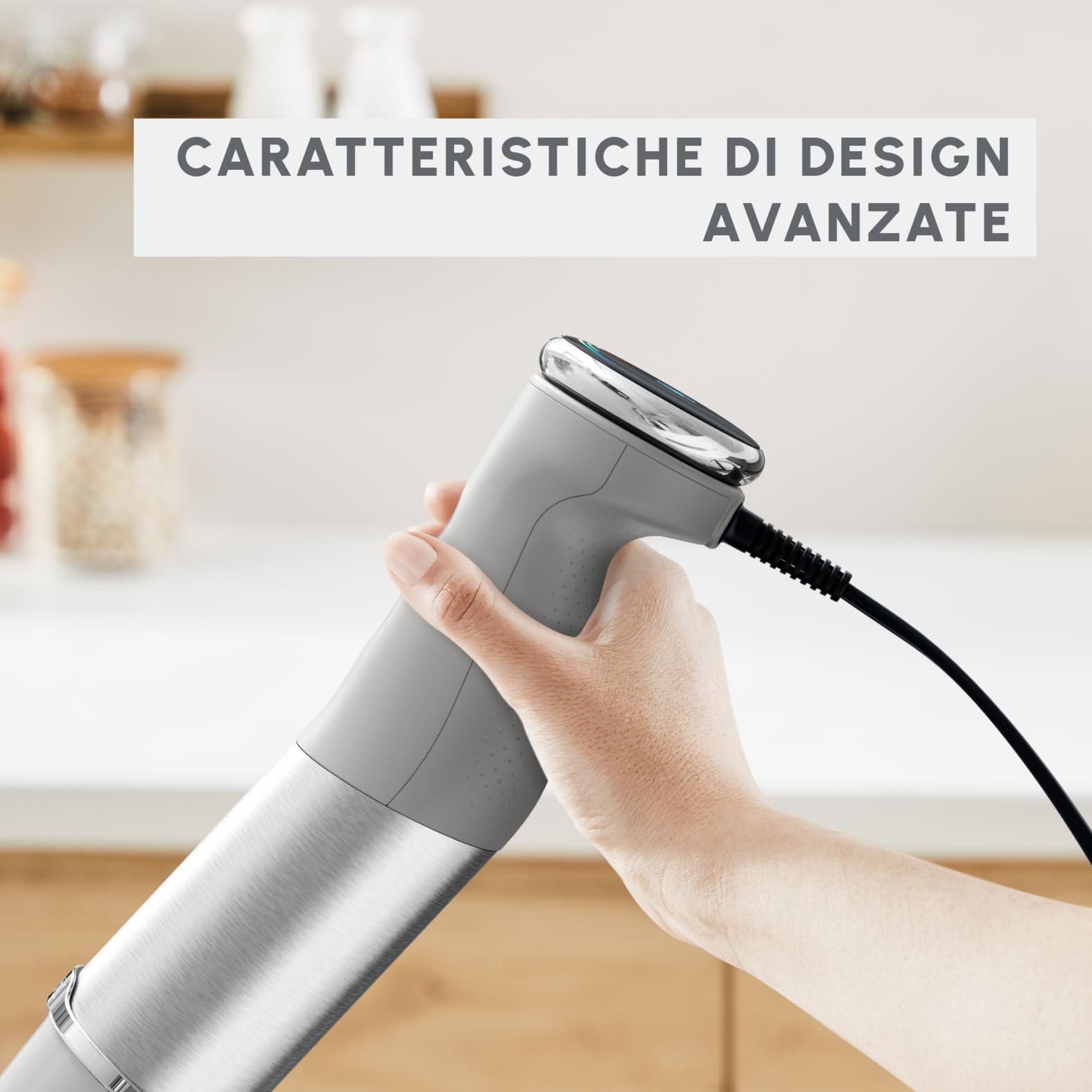 Moulinex Quickchef+, Frullatore a Immersione, Tecnologia con Lame Powelix, 1000 W, Modalità Silenziosa, 20 Velocità, Modalità Turbo, DD673B