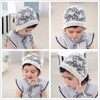 Baby Girl Toddlers Breathable Lacy Bonnet Eyelet Cotton Adjustable Sun Protection Hat