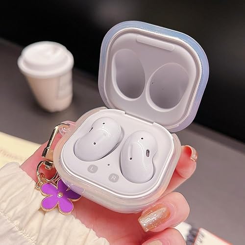 Miniatura 3 de Funda para Galaxy Buds FE2 ProProLiveBud 2, funda completa de auriculares de mariposa con flores transparentes, accesorio para niños y niñas (B)