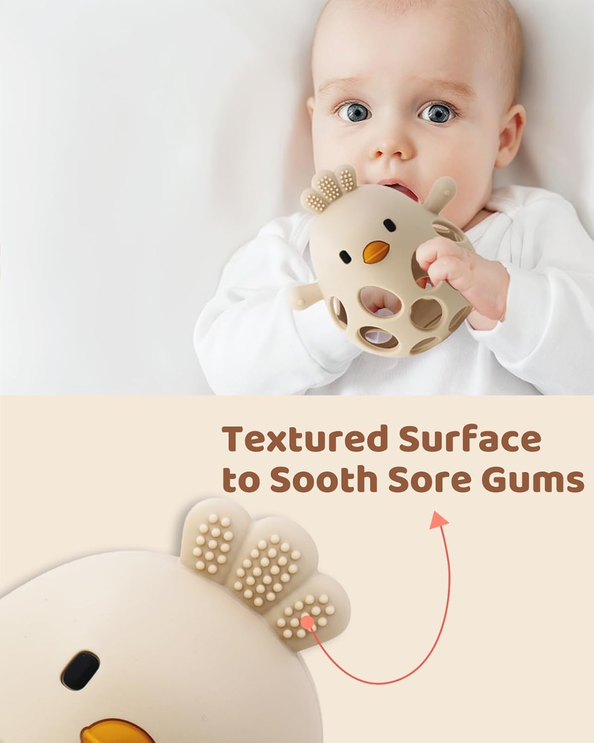 TOHIBEE Baby Teething Rattle Toy, Upgraded Easy Grasp Silicone Teething Rattle Ball Toy for Babies Over 3 Months, 100% Food Grade, Gift for Infant Boys and Girls 0-6-12 Months, (Rattle Green) 3