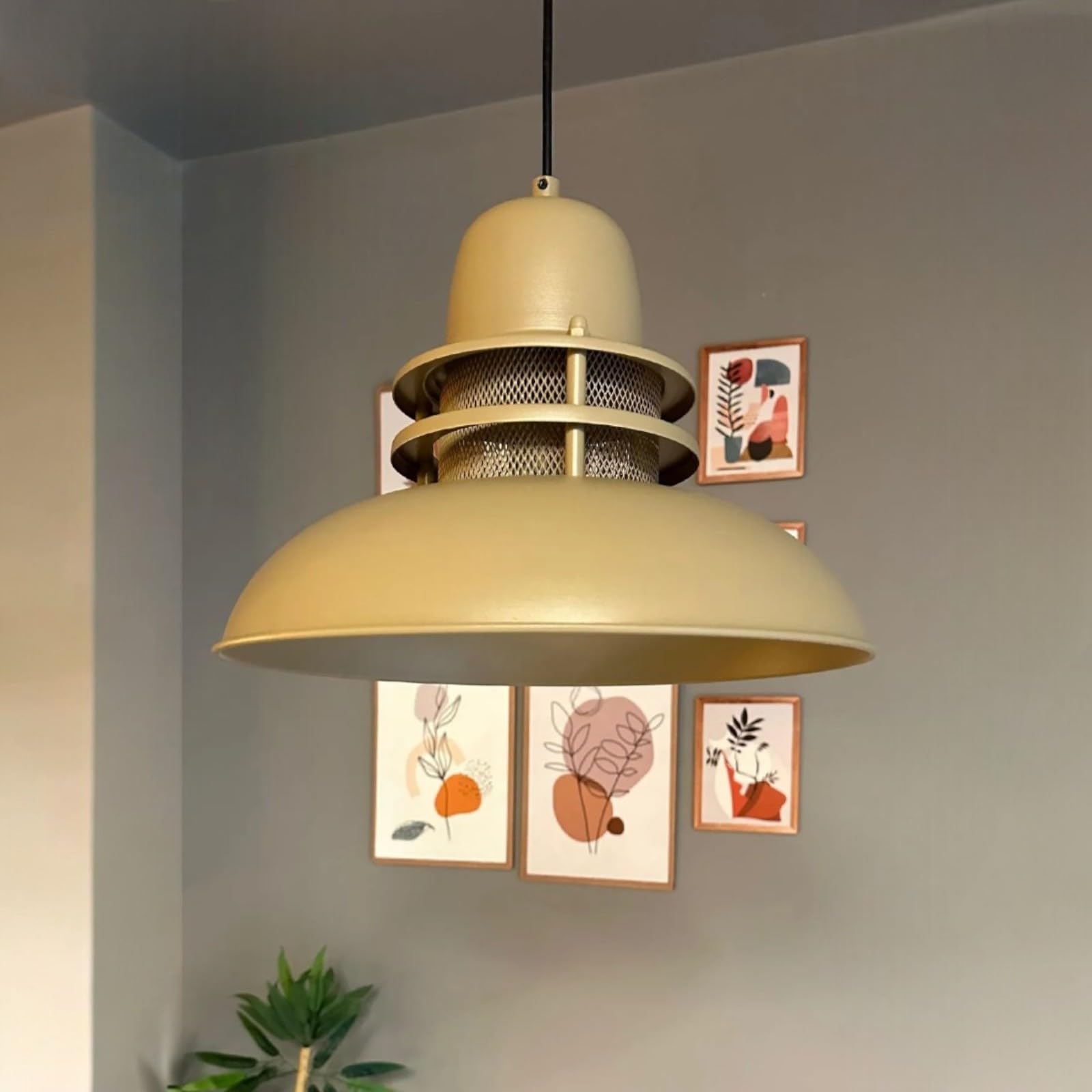bamyum Torchia Industrial Lighting Hanging Lamp, 34 cm Living Room Chandelier, Metal Kitchen Chandelier, Vintage Bedroom, Dining Room, Hallway Light, Industrial Hanging Lamp, Beige