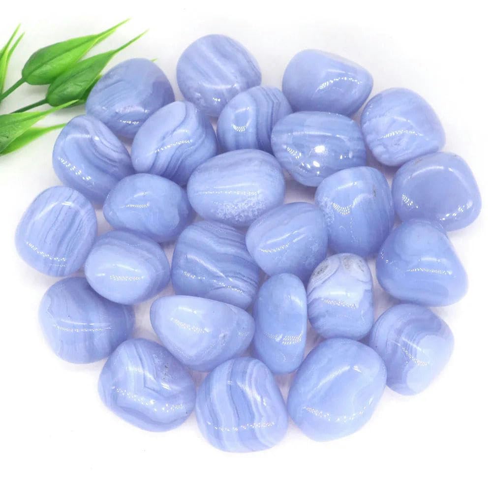 Piedras naturales pulidas, mineral a granel, grava, muestra, cristales curativos, cuarzo, minerales energéticos, acuario, decoración del hogar, gemas decorativas, ágata de encaje azul, 200 g