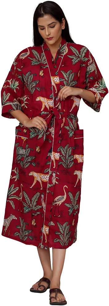 FRAU MANIACOTTON KIMONO SLEEP WEAR BEACHWEAR NIGHT GOWN