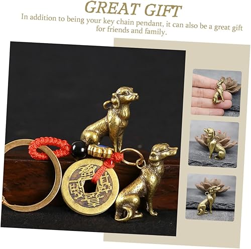 Miniatura 3 de ULDIGI Llavero de perro Feng Shui Animal Escultura de Perro Vintage Dijes de Perro Chino Feng Shui Figuritas Coleccionables de Animales Figura del