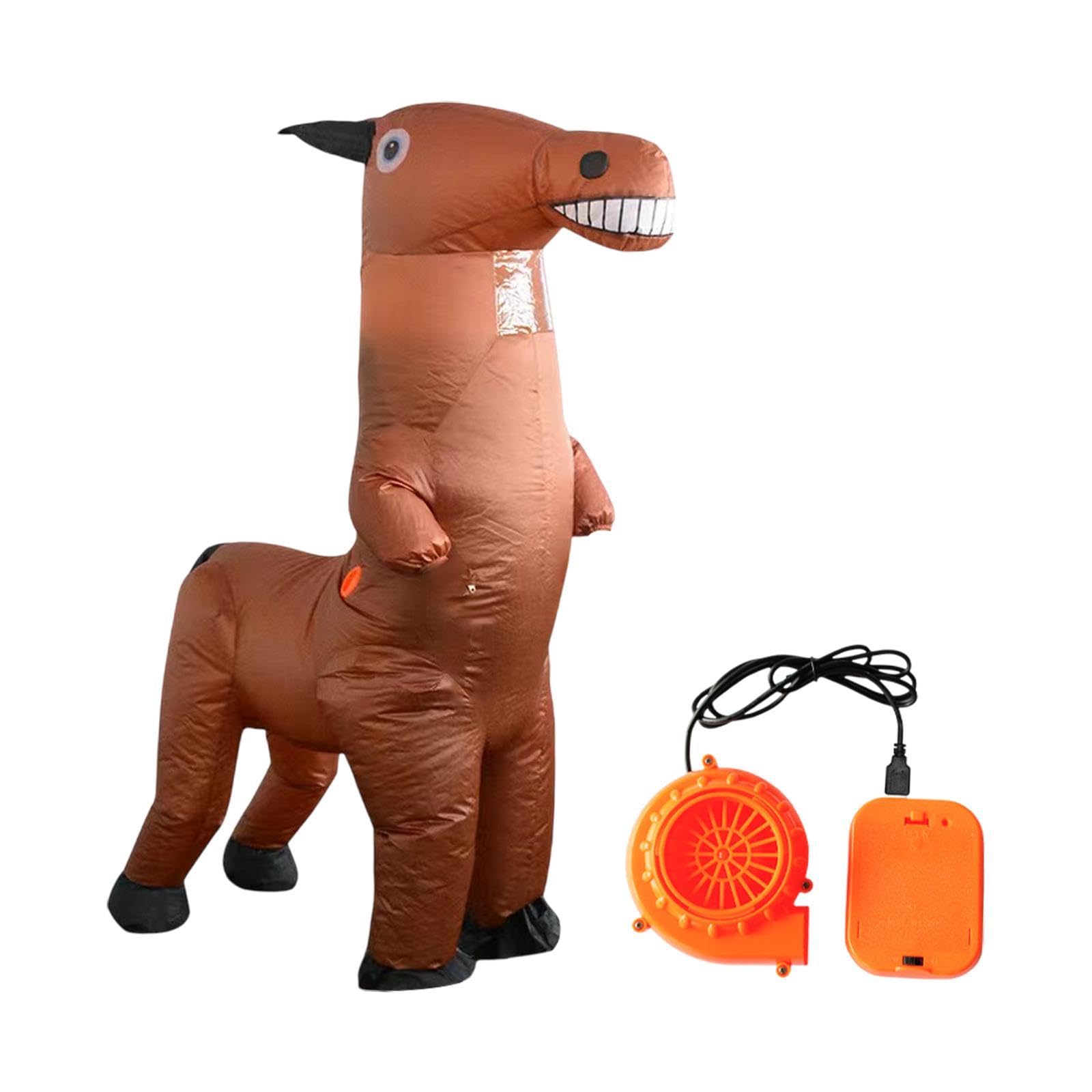 Costume Gonflable Cheval Déguisement Halloween Combinaison Animal de Ferme Accessoire Amusant en Polyester Portable Adapté pour Cosplay Carnaval Fête