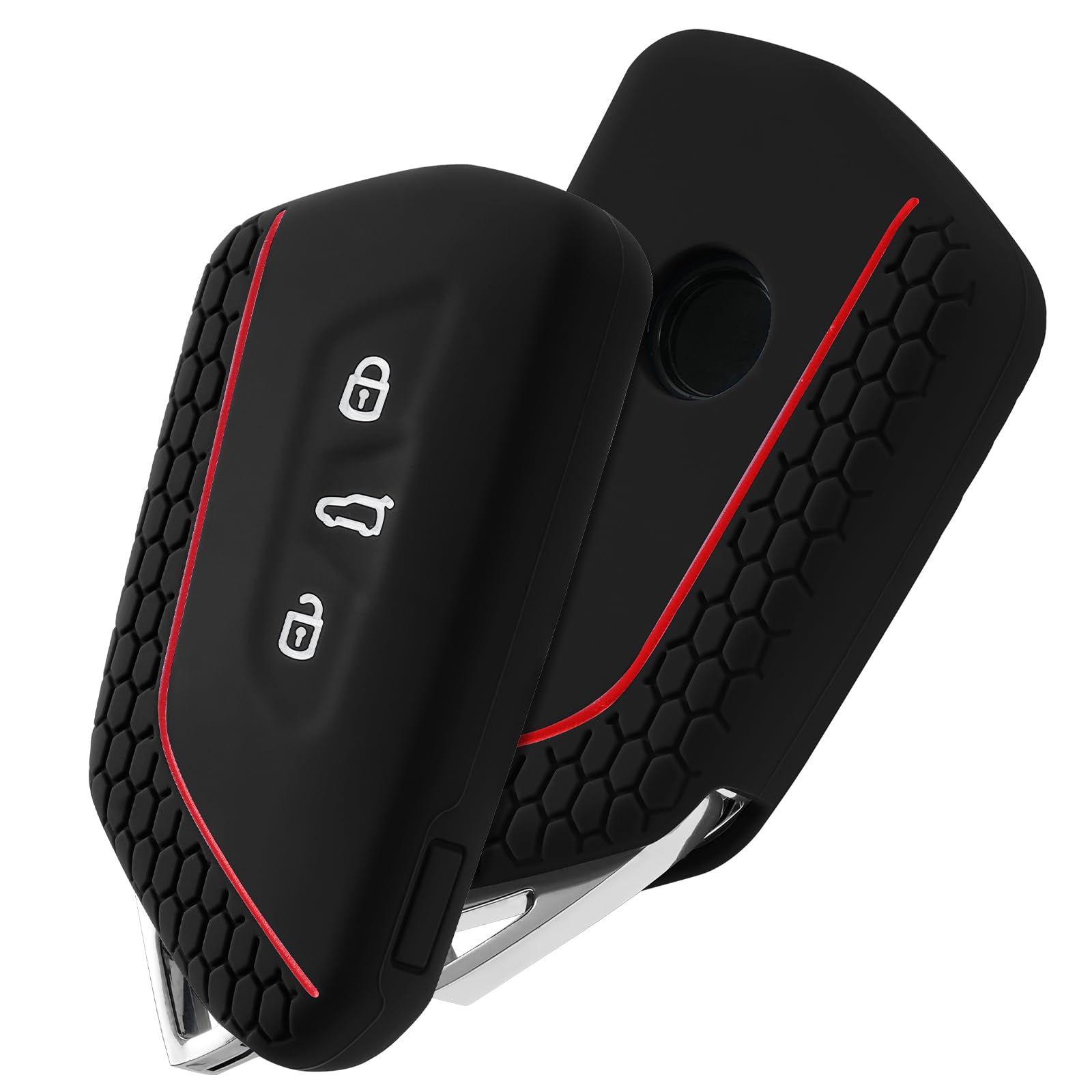 OATSBASF Autoschlüssel Hülle für VW, Schlüssel Hülle Kompatibel für Golf 8 Seat Leon MK 4 VW ID.3 Tarraco Ateca Skoda Octavia Cupra Silikon Cover Schlüsselhülle Etui Schutzhülle (LW-Schwarz)
