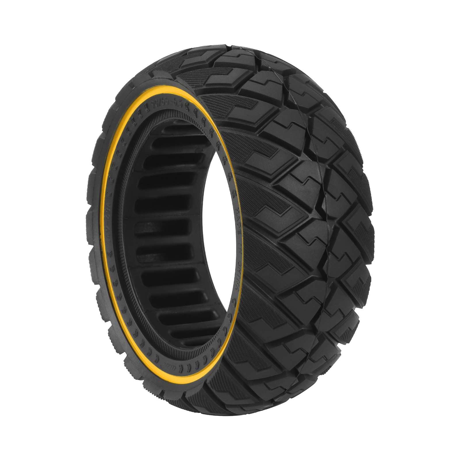 90/65-6.5 Pneu Plein pour Kukirin G4/Zero 11X/Dualtron Thunder/Kaabo Wolf Warrior/Macury Speedual Plus Trottinette Électrique, 11 Pouces Pneu Anti-Crevaison (Jaune 1 Pièce)