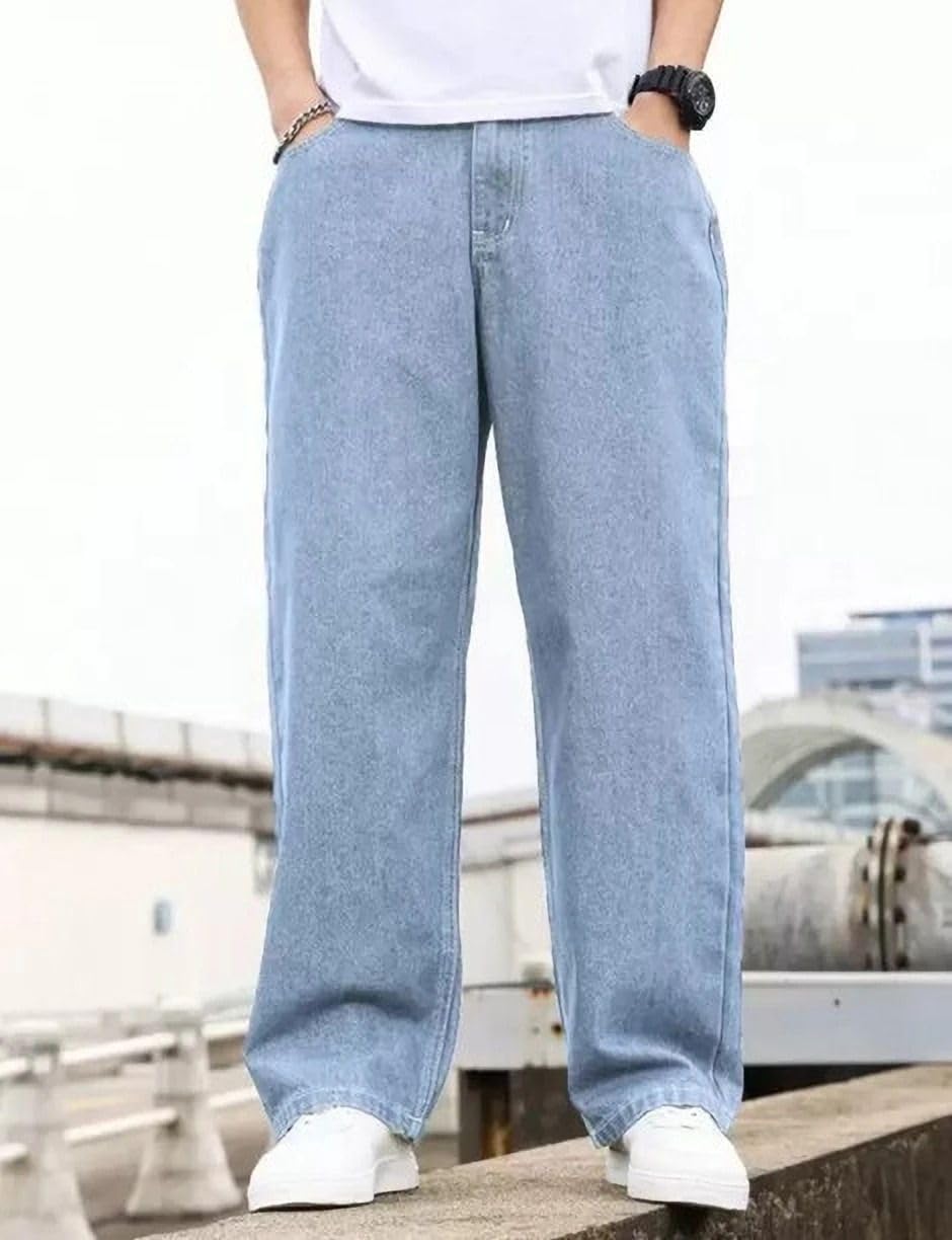 o2 route Loose Fit Mid Rise Light Blue Men Denim Jeans-picture-44