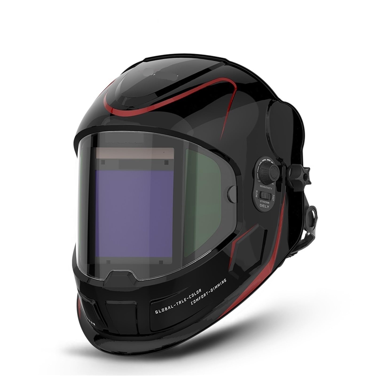 Careta Soldar, Mascara Soldar Automatica Máscara de Soldador 100 x 95 mm, Gran Vista, Casco Soldadura con oscurecimiento automático, Color Verdadero, DIN4 1/1/1/2(Black)