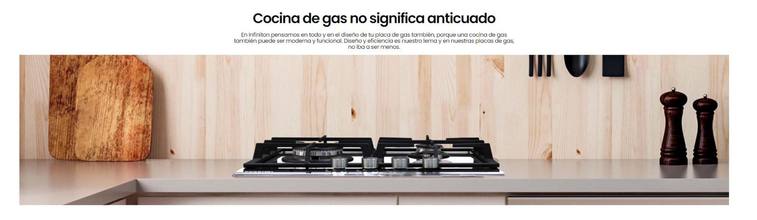 INFINITON Placa de Gas GG-43BK, 4 Fuegos, Ancho 60 cm, Acabado en Crystal White, Encendido Electrico, Compatible con Gas Butano/Propano y Gás Natural