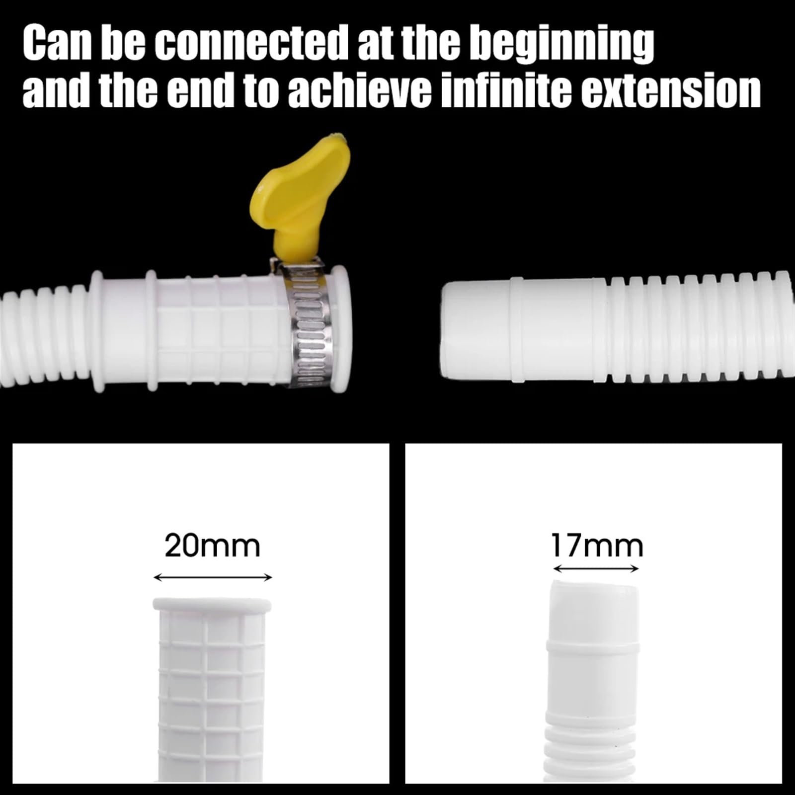 Ablaufschlauch für Waschmaschine, 2 m, Kunststoff, Verlängerungsrohr für Klimaanlage, Wasserhahn, langlebig, Sanitärschlauch, universelle Passform für Wäsche, einfache Installation