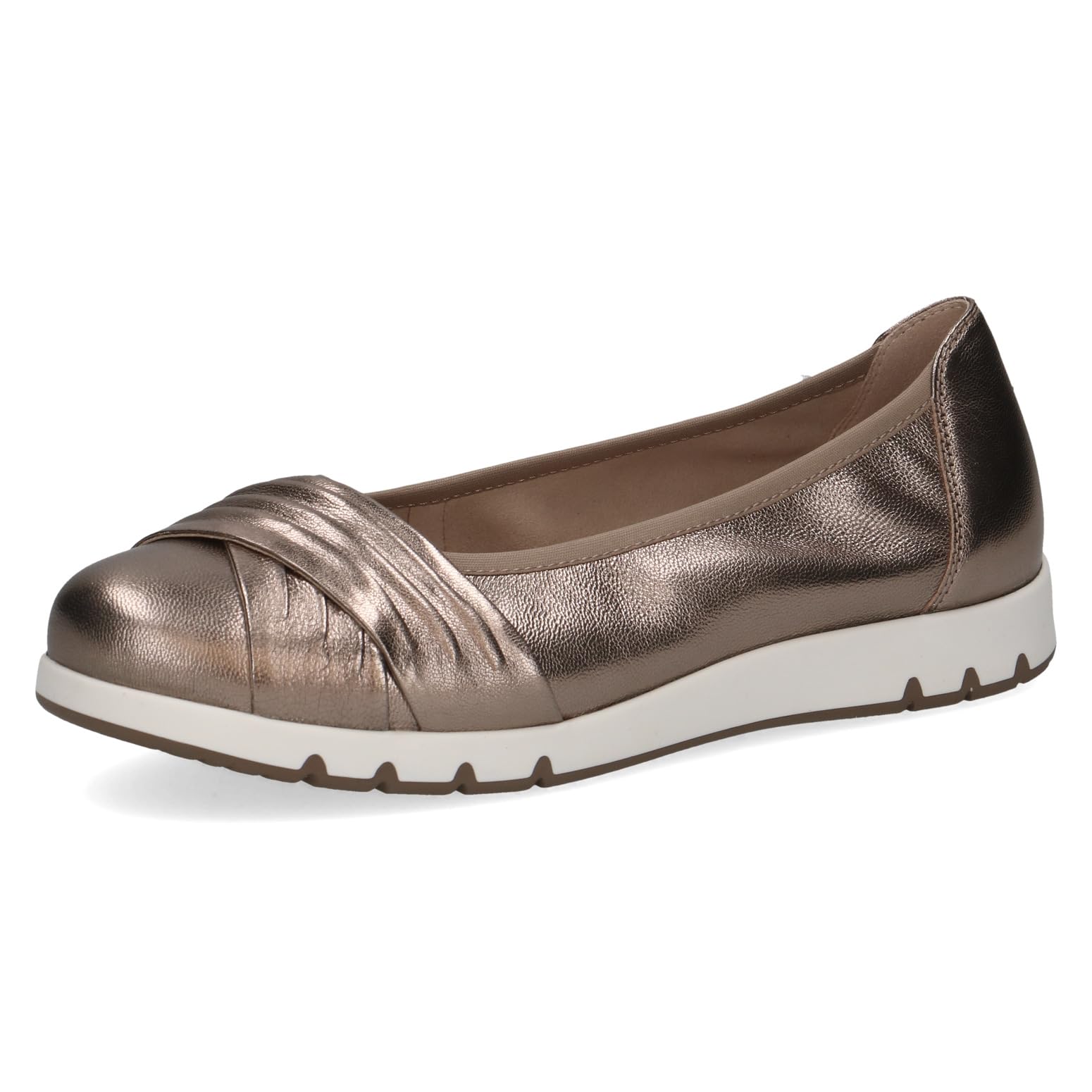 CAPRICE Women's Ballet Flats in Leather, Brown (Taupe Metallic), 4 UK