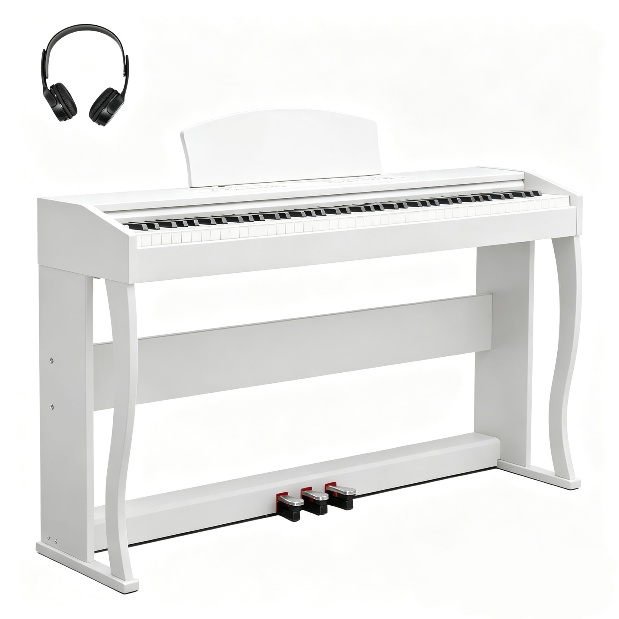 BONNLO Piano Numérique 88 Touches Pondérées, Piano Électrique avec Bluetooth Audio&MIDI- Enregistrement, Transposition, Volume Accompagnement, Accord/Force - Idéal pour Famille, Enseignement (Blanc)
