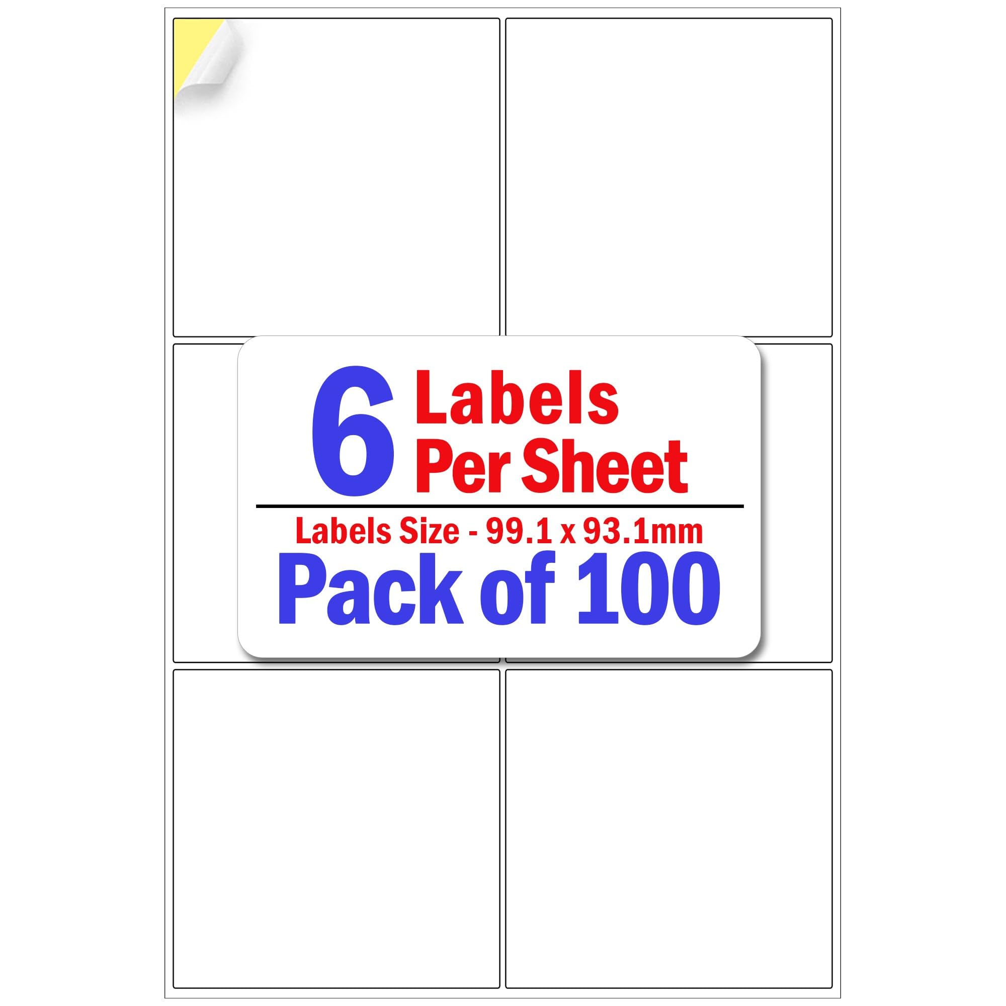 YUNJU 6 Address Labels Per A4 Sheet, 100 Sheets 600 Addresss Label, Self Adhesive Mailing Printer Shipping Label for Inkjet and Laser Printers, Printable Sticky Sheet Sticker