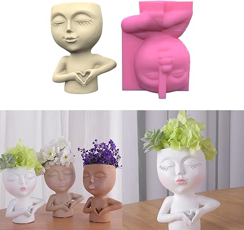 Miniatura 2 de Love Girl - Molde de silicona de yeso para suculentas, maceta de hormigón, florero, yeso, cemento, arcilla, soporte para velas, molde para