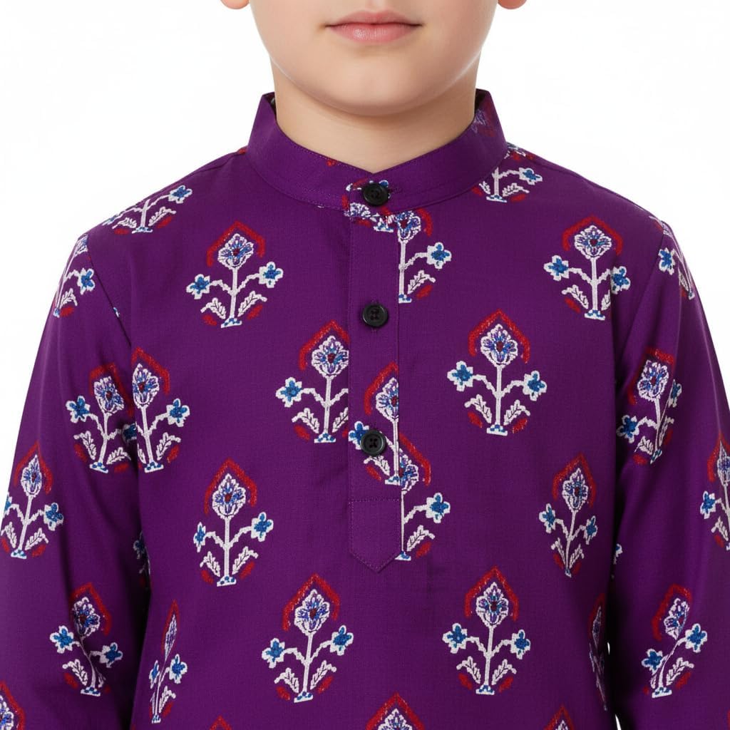 Chandrakala Kids Kurta Dhoti Set for Boys Indian Printed Ethnic Wear(KK122-P)
