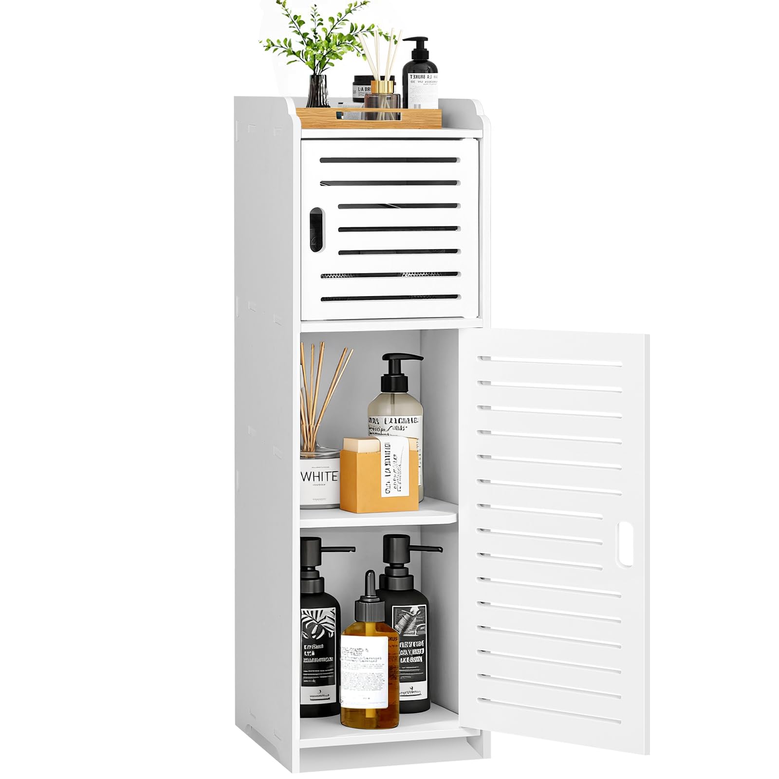Esaledirect Bathroom Storage Cabinet,Floor Standing Bathroom Storage Unit,Home Storage Furniture,Freestanding DIsplay Cabinet with Shelf and Door for Bedroom Kitchen Office Hallway,White