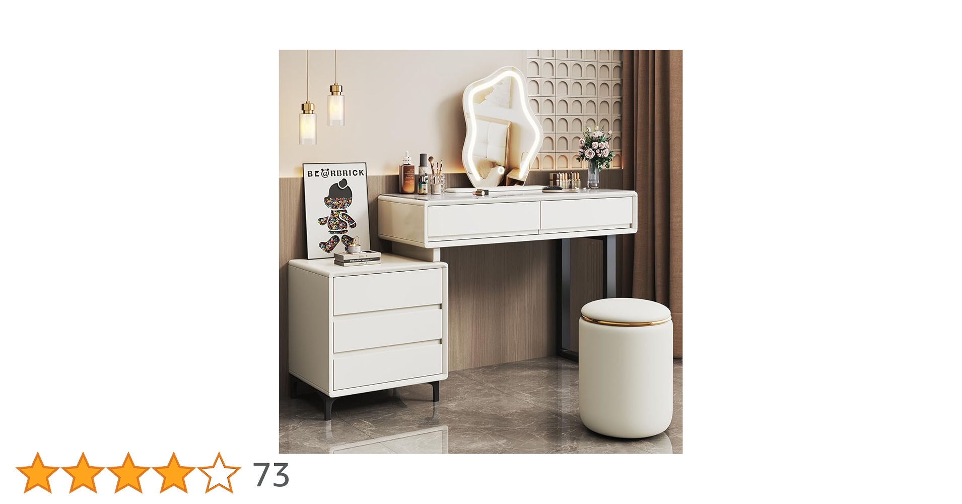 Amazon｜ドレッサー4点セット テーブル 女優LEDミラー 100cm幅員