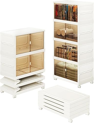 Contenedores de almacenamiento de plástico plegables grandes de 220 cuartos de galón, contenedores de almacenamiento apilables de 4 niveles para