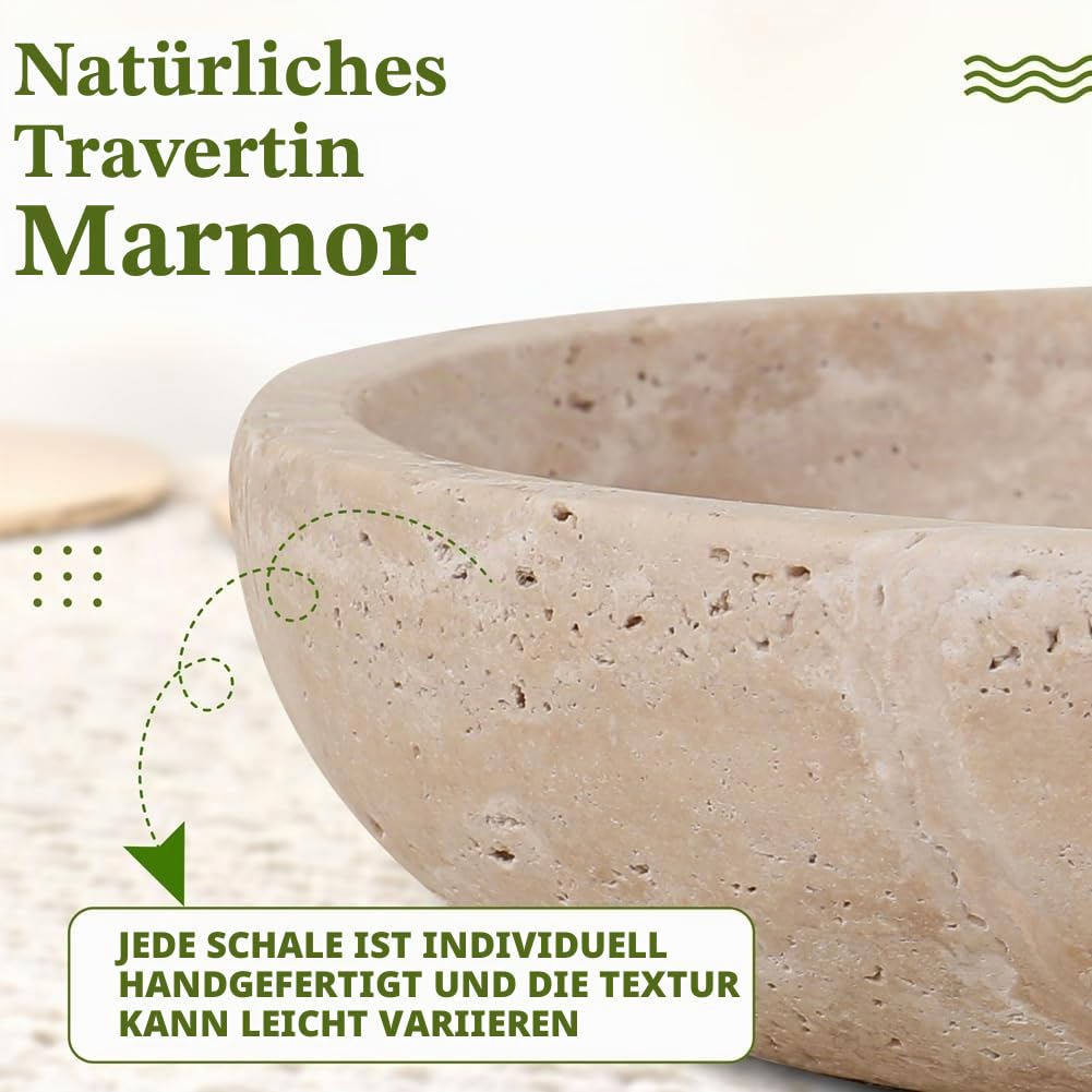 Breeshy Dekorative Schale Aus Travertin Als Heimdekoration - Mittelpunkt für Eingangsbereich oder Küche