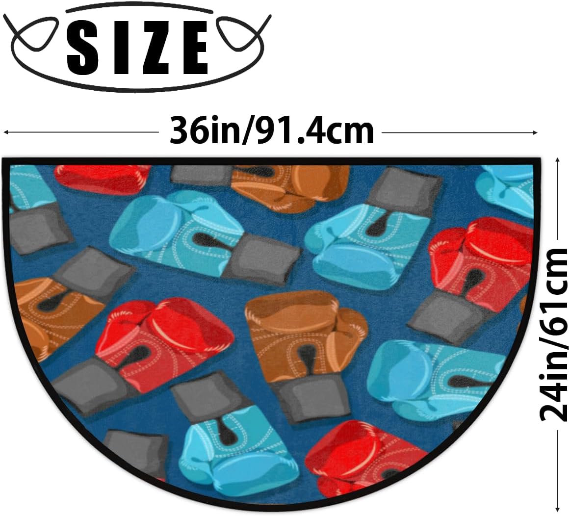 Tavisto Boxing Half Round Door Mat Outdoor Indoor Entrance Floor Mat Durable Non-Slip Waterproof Welcome Mats for Front Door Back Door 24" X 36"