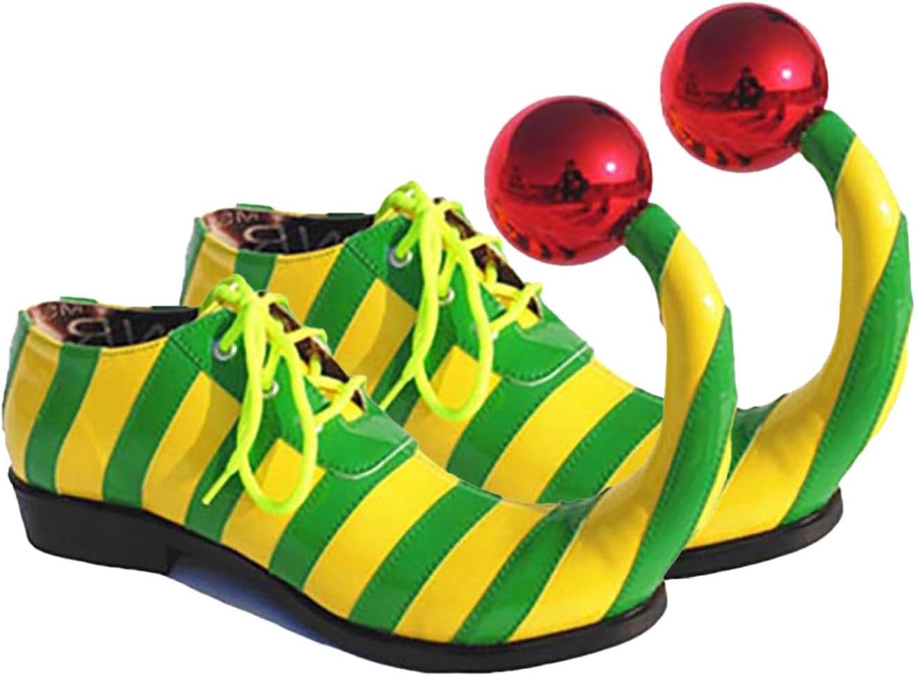 Clown Shoes Circus Striped Pattern Clown Boots with Curved Point Jester Cosplay Footwear