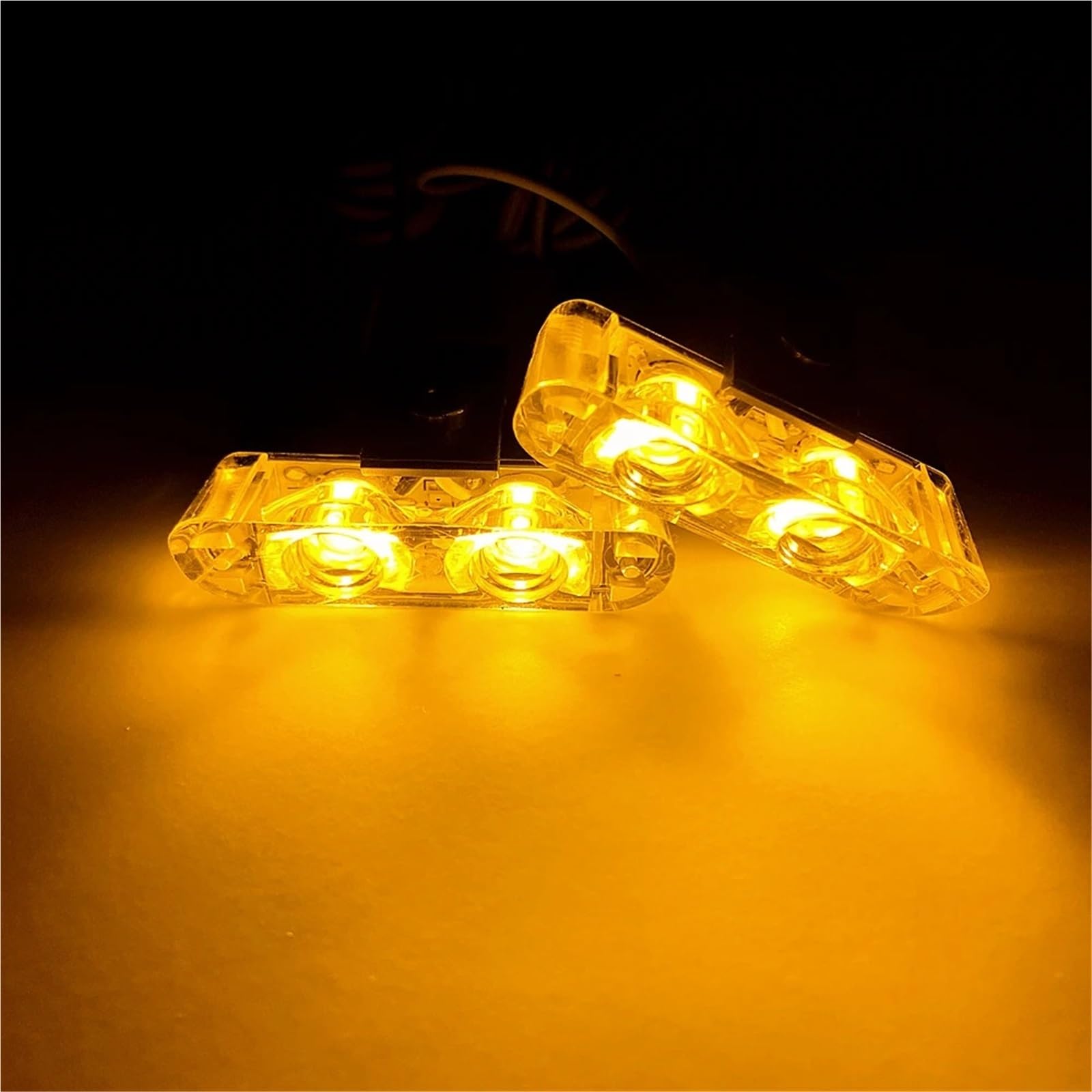 Luz estroboscópica de advertencia for vehículos con 2 LED, barra de luces intermitentes for parrilla, baliza de emergencia for vehículos, luz ámbar de señalización de seguridad vial.(Red)
