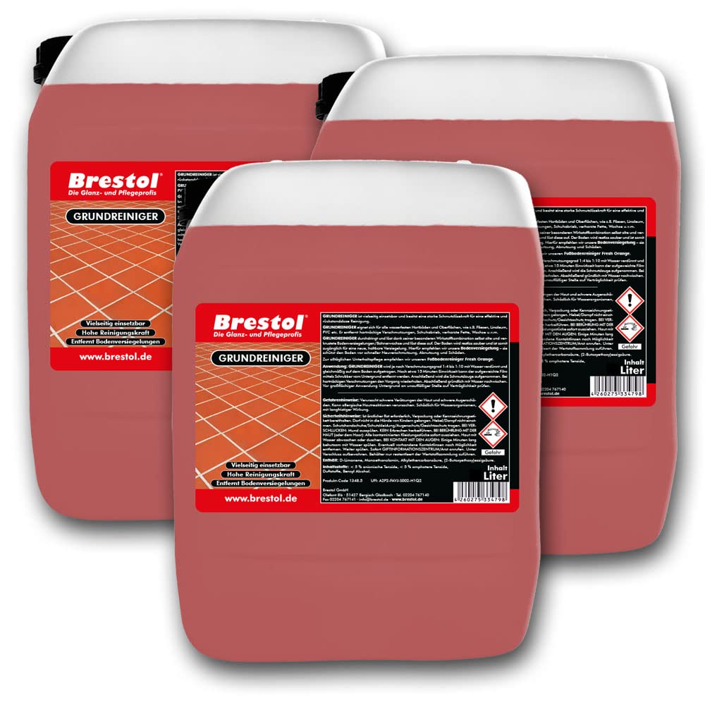 BRESTOL® Limpiador de suelo concentrado de 15 litros adecuado para todos los suelos resistentes al agua, como laminado, azulejos, azulejos, piedra natural, hormigón, parqué, PVC, linóleo, disuelve los