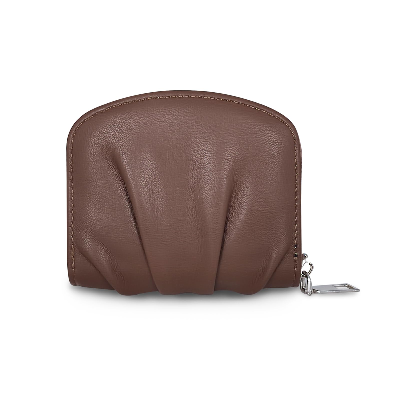 AfitLulu Maillard Vintage Wallets for Women, Pleated Soft PU Leather Wallets for Women Shopping/Traveling, Zipper Coin Purse Wallet with 4 Card Slots and 2 Change Slots, Great Gift for Her (Coffee)