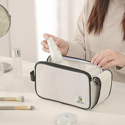 Miniatura 3 de cirea Minimalismo Bolsa de cosméticos portátil de gran capacidad para mujeres Bolsa de maquillaje de viaje con asa Bolsa de cuidado de piel blanca,