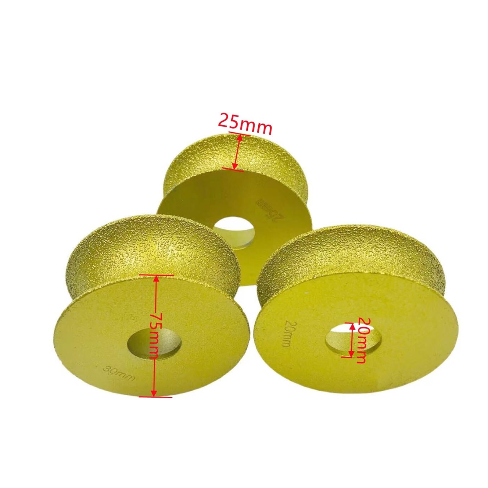 Schleifscheibe für Kantenprofile 1 Stück Bohrung 20 mm Durchmesser 75 mm trocken vakuumgelötete Diamant-Profilschleifscheibe Full Bullnose Edge Diamant-Schleifscheibe(1Pcs-35mm)