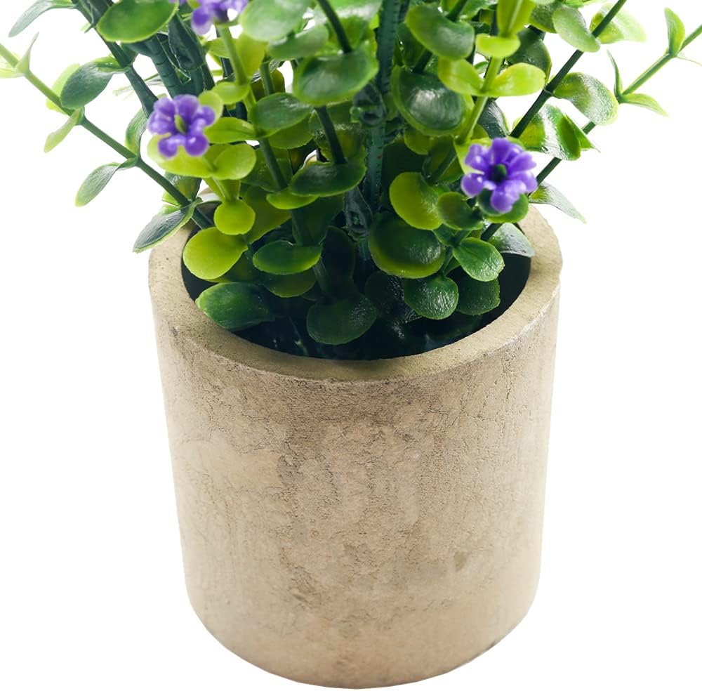 Artificial Mini Potted Plants Fake Plastic Milan Flower for Farmhouse Living Room Bathroom Office Desk Shelf Home Greenery Decoration (Purple) - Image 5