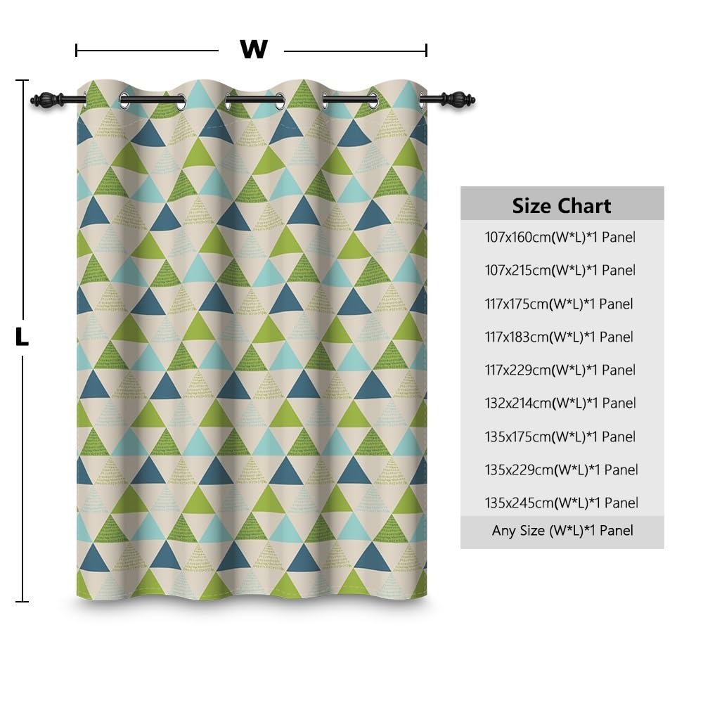 135x229cm Tenda con occhielli Blu Verde Motivo triangolo Astratto Albero geometrica Termica Divisori per ambienti Oscurante Tende per finestre per Camera da letto Soggiorno,1 pannello singolo
