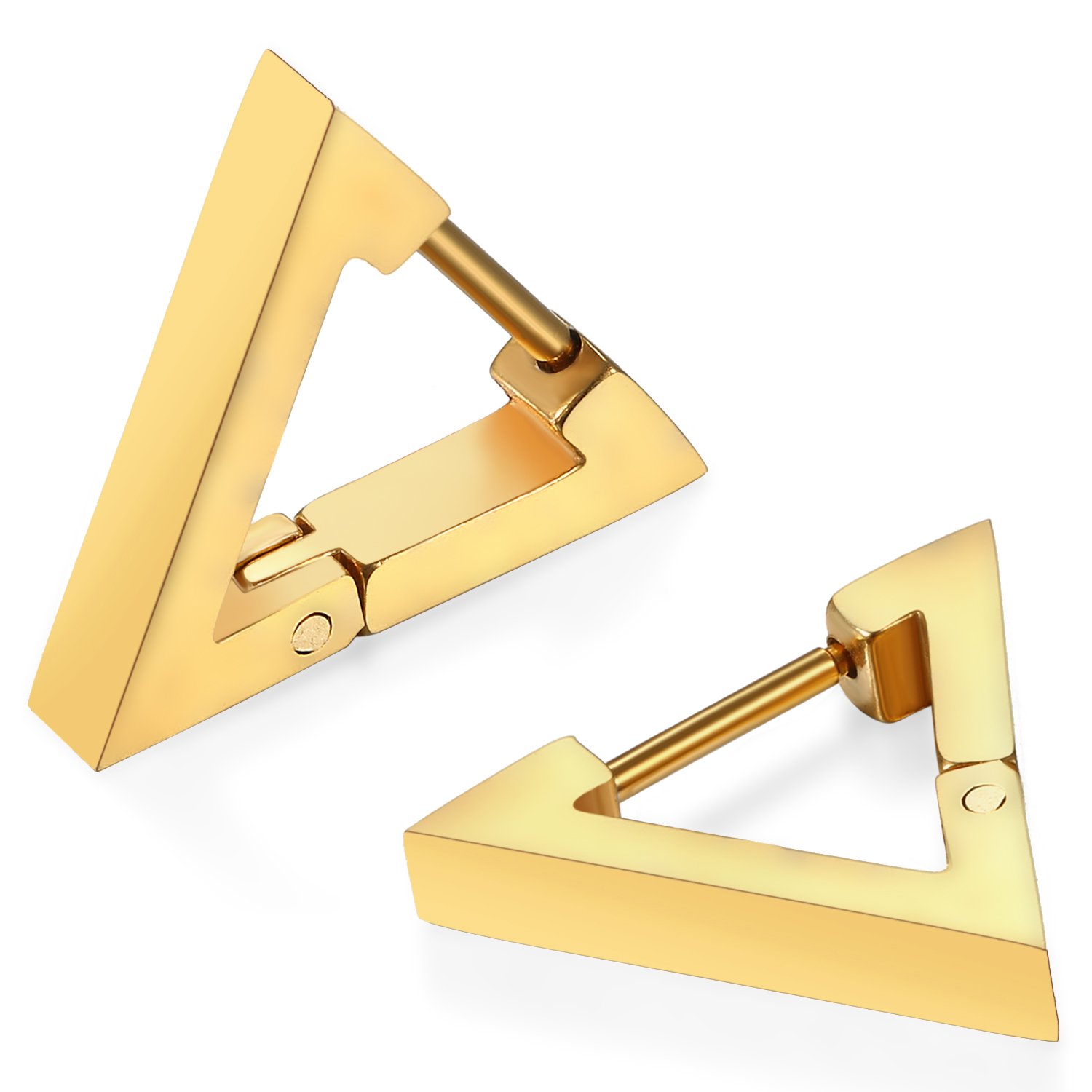 JewelryWe Schmuck Herren Damen Creolen Ohrringe, Edelstahl Geometrisch Dreieck Quadrat Sechseck Ohrstecker Ohrhänger Ohrschmuck Ohrklemmen, Silber Schwarz Gold