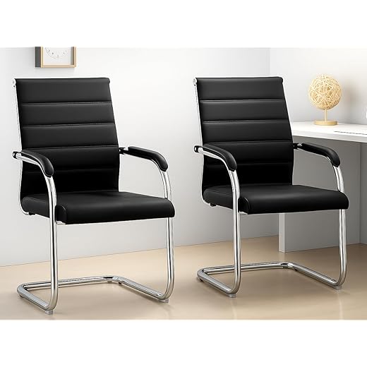 Leather Back Visitor Chair - Dark Black