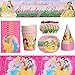 BESTZY Princesa Decoraciones Cumpleaños Party Vajilla Princesa Suministros para Fiestas Vajilla Platos Tazas Servilletas Mantel Princesa Decoraciones Fiesta