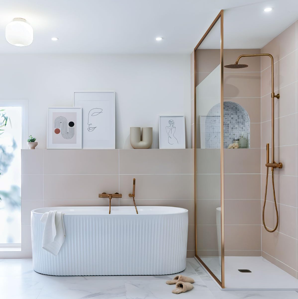 Essebagno Mezclador termostático de bañera y ducha Luisa en cobre