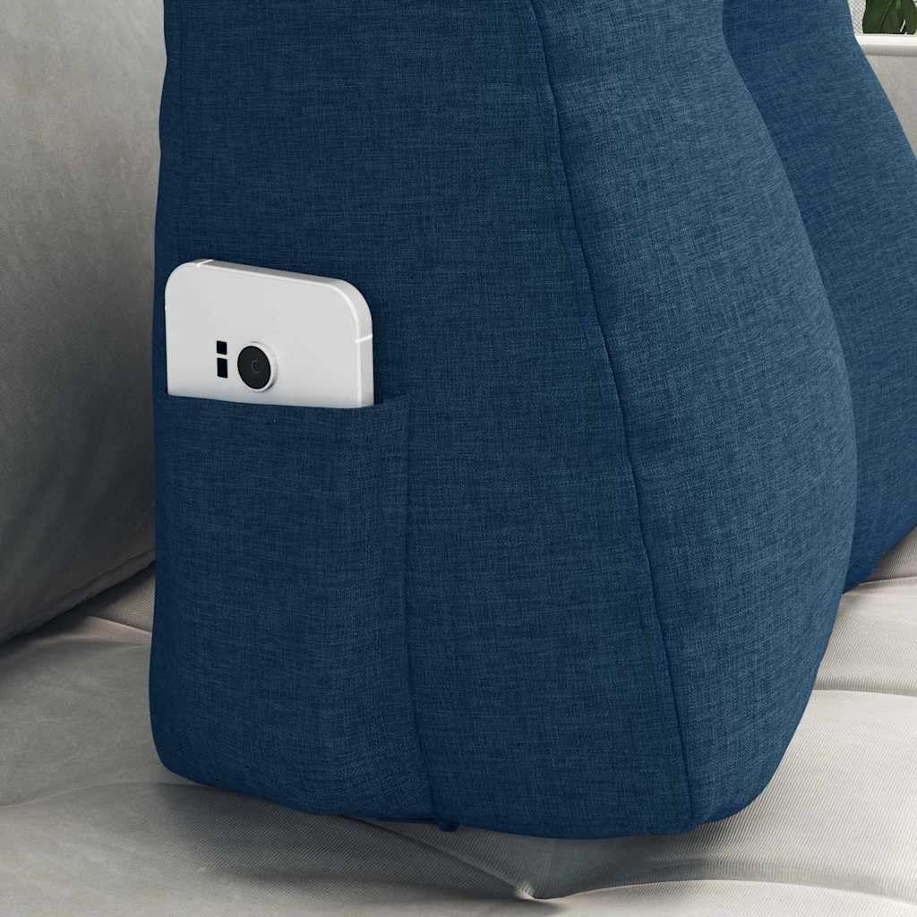 Rücken Kissen Blau 45 x 24 x 50 cm Stoff, ergonomisches Rückenstützkissen mit abnehmbaren Bezügen, für Wohnzimmer, Schlafzimmer, Sofa, Sessel, mit Lordose Unterstützung