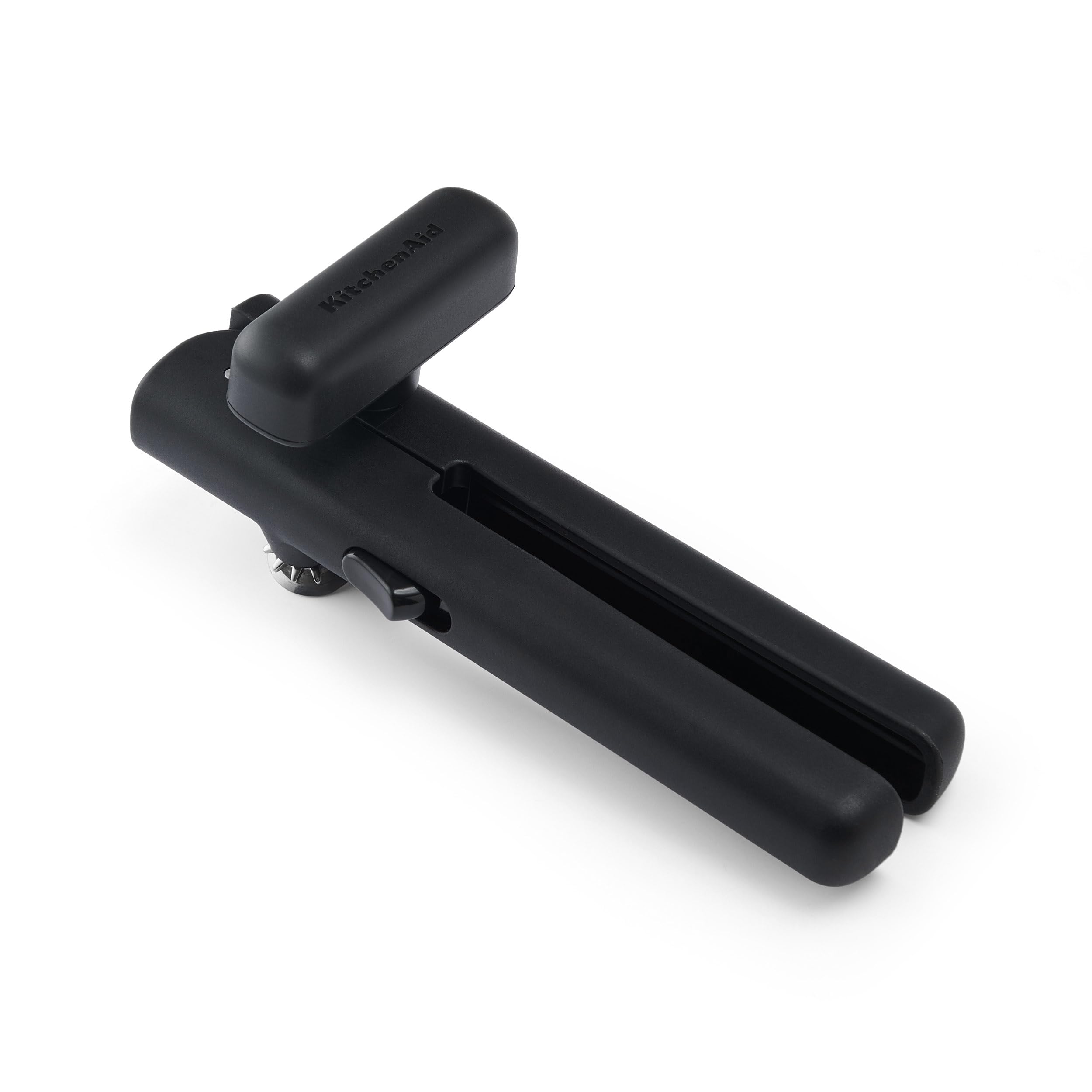 Kitchenaid Black Locking Tin Opener, Matte Heavy Duty Manual Can Opener With Stainless Steel Blade, Tin Opener With Locking Mechanism, Kitchen Tool With Ergonomic Handle, 18Cm