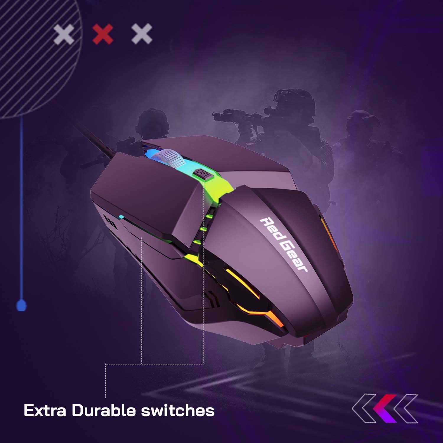 Redgear A10 Wired Gaming Mouse with RGB LED, Lightweight and Durable