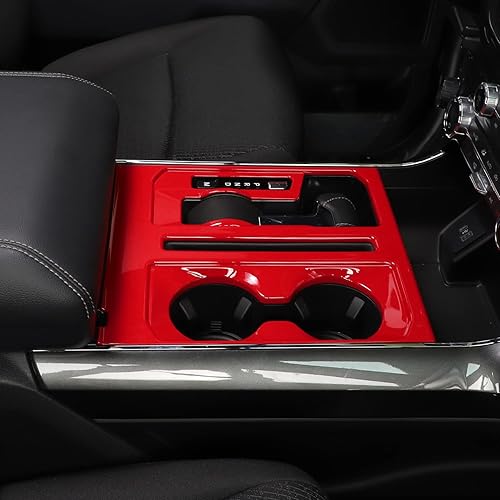 Miniatura 6 de Linskip Panel de cambio de marchas de consola central compatible con Ford F150 2021 2022 2023, cubierta decorativa para portavasos F-150, accesorios
