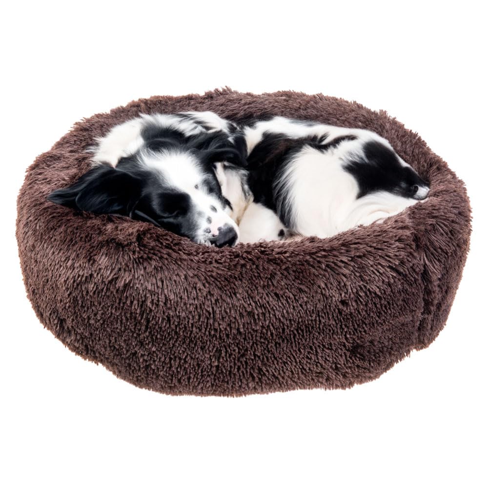 Ferplast Cuccia per Cane da Interno CUDDLY 80, Cuscino Cane, Peluche Morbido, Marrone