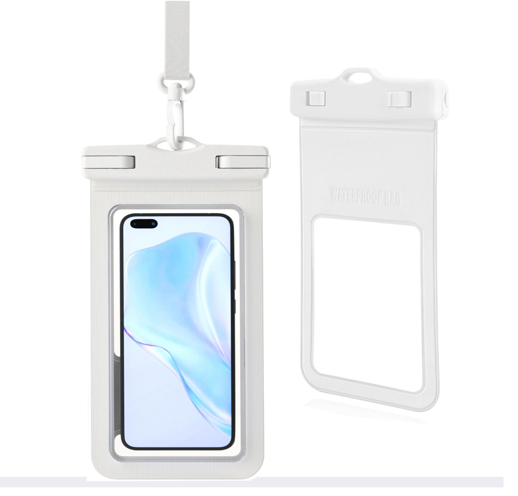 JoniSerl Waterproof Phone Pouch,Universal Case Dry Cellphone Bag Compatible for iPhone 16 15 Pro Max 14 13 12 Pro Max XS Max XR,Samsung Galaxy S24 S23 S22 Ultra S21 S20,Up to 7.0",white-2Pack