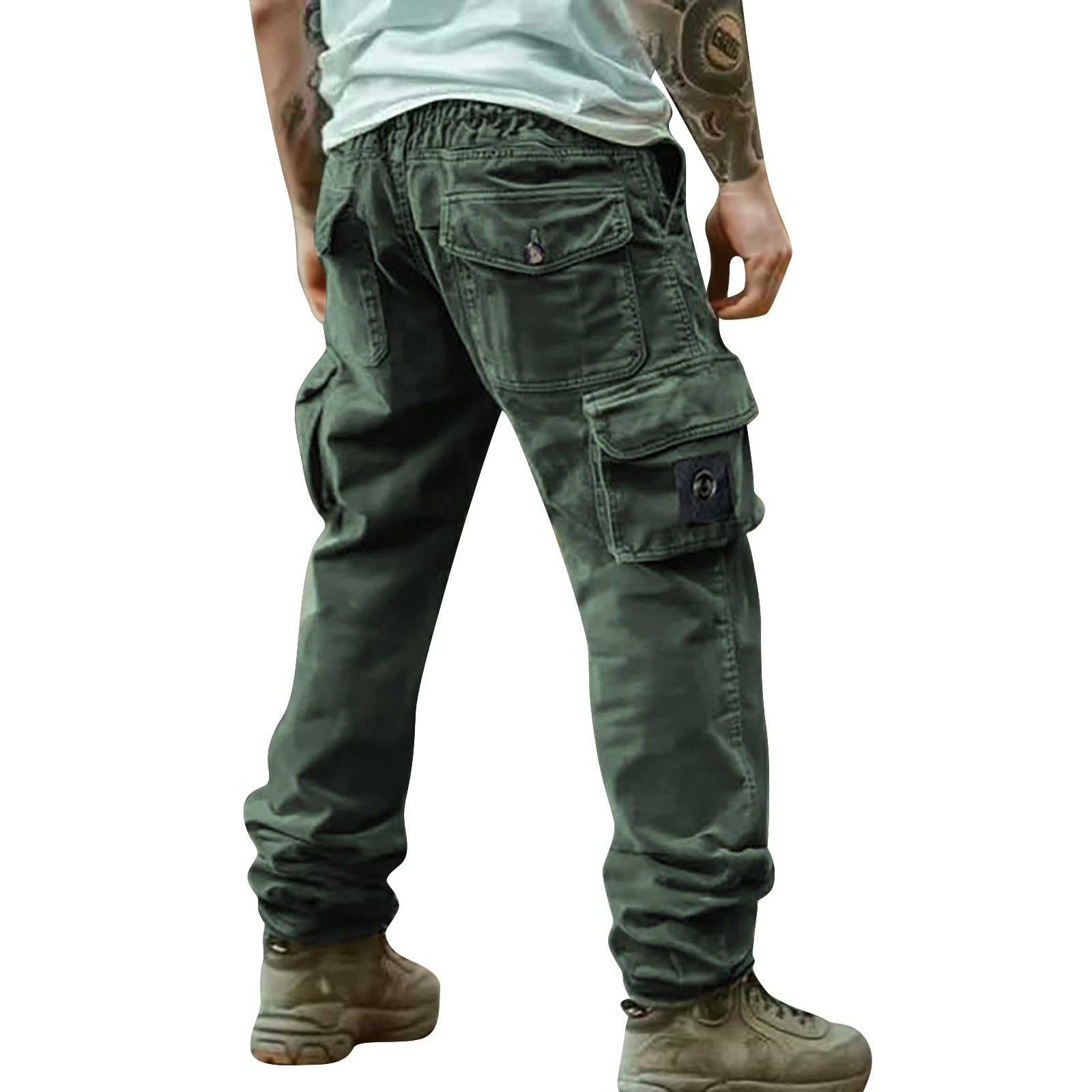 Generisch Pantaloni cargo da uomo 3XL elasticizzati: pantaloni da lavoro con molte tasche, pantaloni vintage con gambe dritte, pantaloni funzionali, resistenti all'abrasione, per il tempo libero