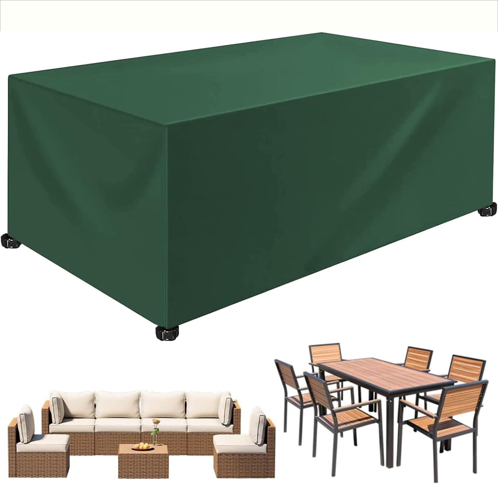 XUEQXUE Patio Furniture Cover Waterproof 80 x 210 x 80 cm(L x W x H) Waterproof, Windproof, Anti-Uv, Fade Resistant, Outdoor Furniture Cover Table Cover, for Garden Table & Chairs, Green