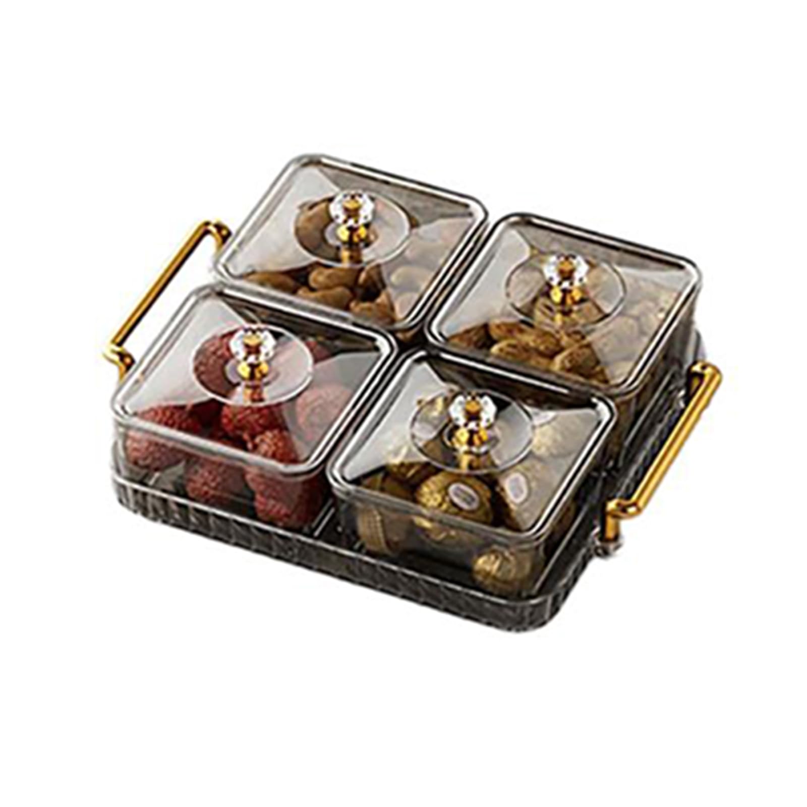 Lerpwige Divided Serving Dishes Removable Snacks Platter Portable Dried Fruit Tray With Lid For Wedding Home Gatherings Holidays Snacks Fruit Tray